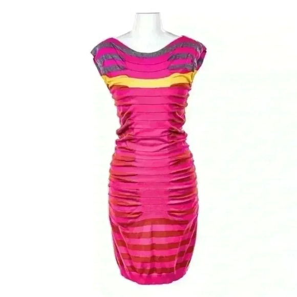 Ted Baker London Dresses & Skirts - Ted Baker Pink/Orange/yellow/grey stripe‎ knit dress Ted Baker size 2, US size 6
